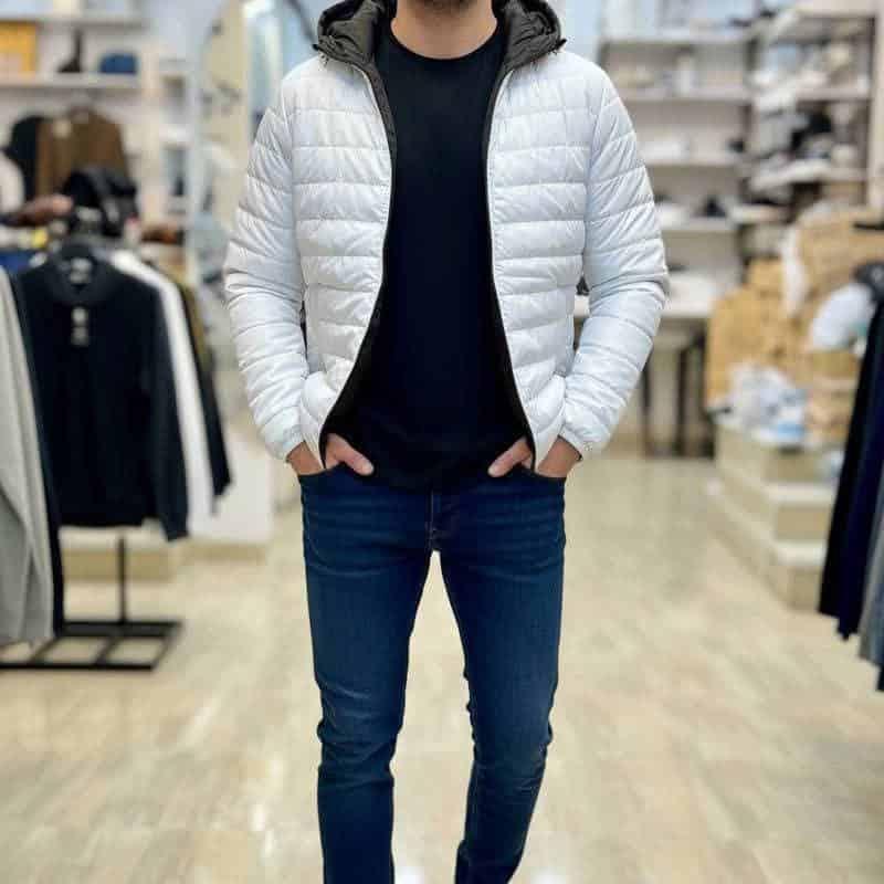جاكيت إسباني مشحم مبطن ستان ابيض