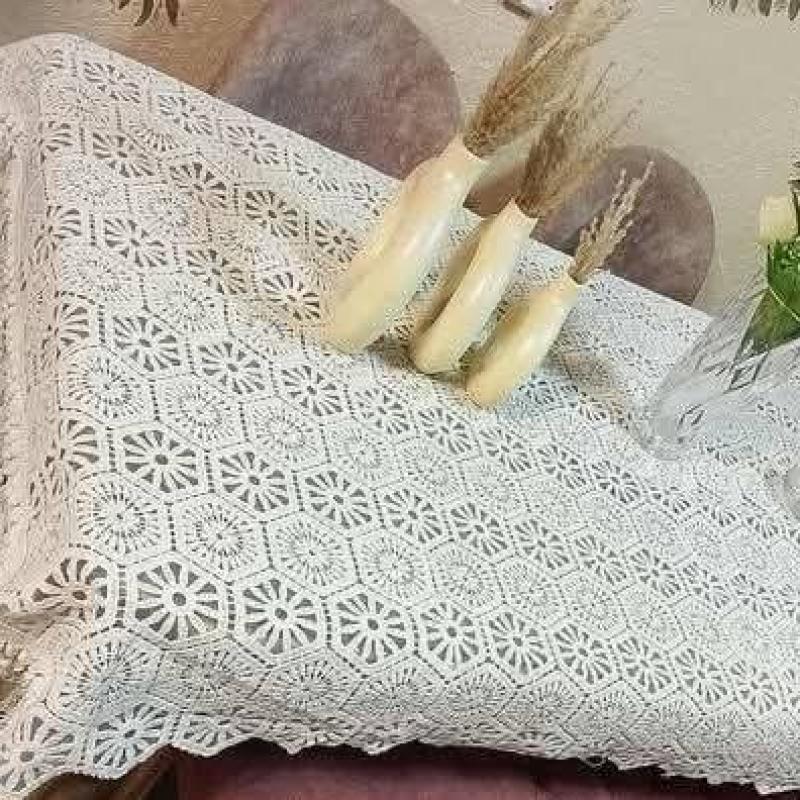 سفرة مكرمية شغل يدوي أنيق | مقاس 220×140