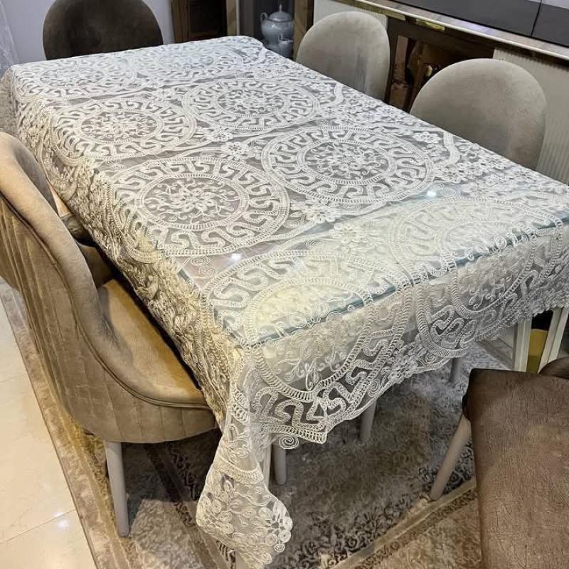 مفرش سفرة سلك شغل يدوي أنيق | مقاس 220×140