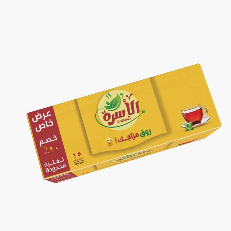كرتونة شاي الأسرة السعيدة 25 كيس ( فاخر ) - 50 جرام