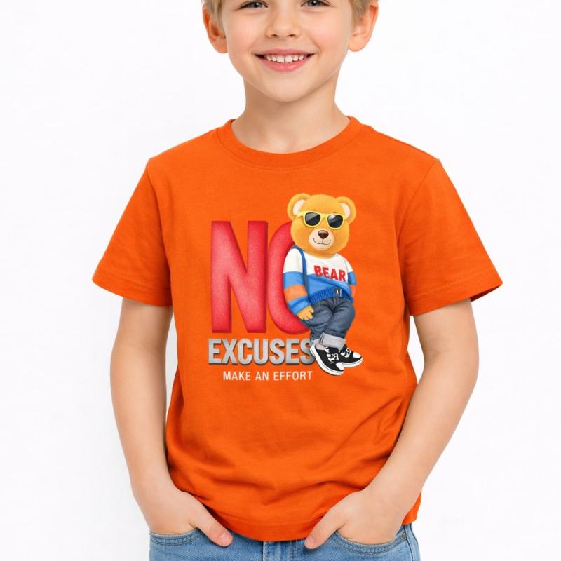 تي شيرت أطفال أولادي اورنج No Excuse – 50 قطعة